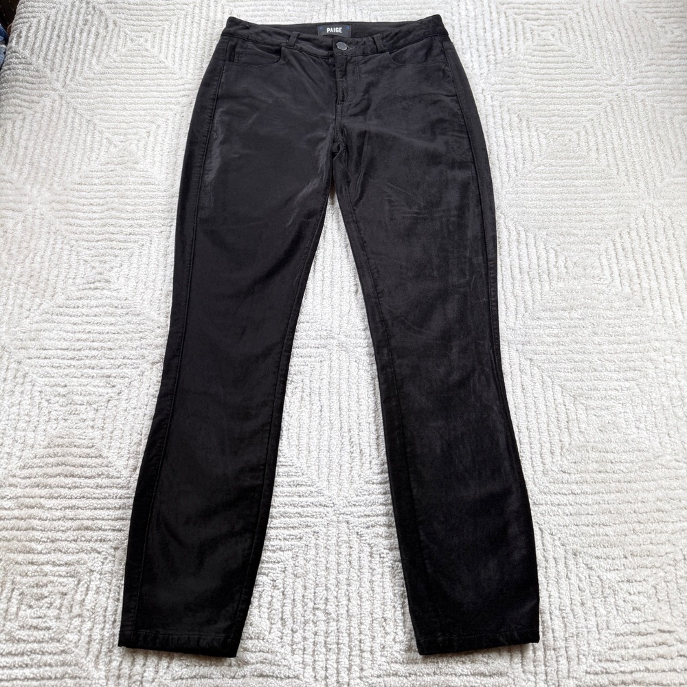 Paige Verdugo Ankle Pants Women's 27 Black Velvet Skinny Mid Rise Goth Luxe
